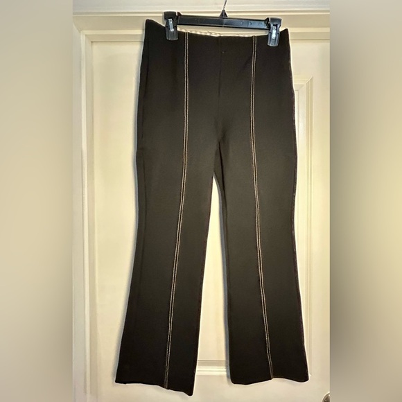 Anthroplogie Black Flared Pants with Contrast Stitching-27" - Picture 2 of 5